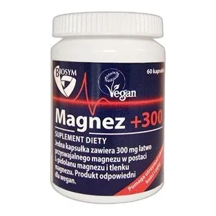 Preparat dietetyczny Biosym Magnez+300 60 kapsułek bezalkoholowy bez cukru — zdjęcie 1